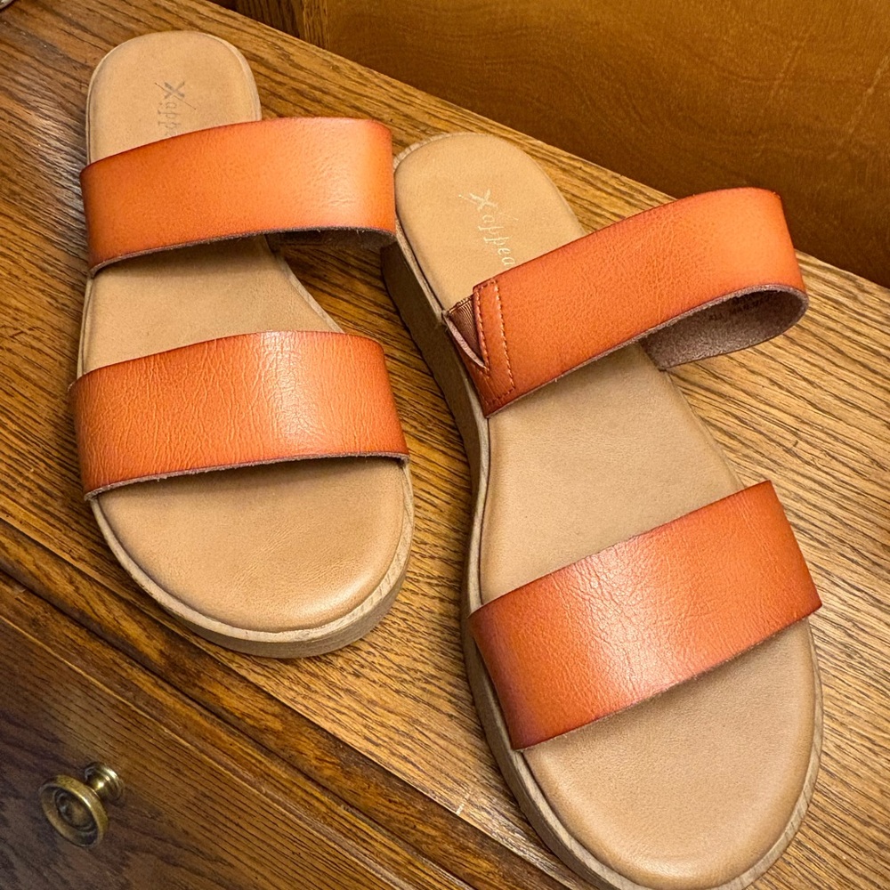 Xappeal Orange and Tan Sandals Minimalist Design